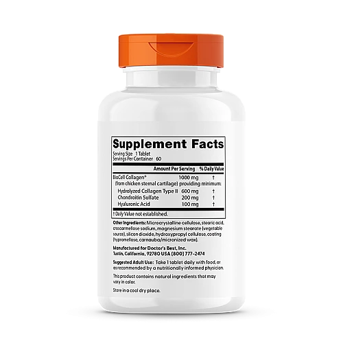 חומצה היאלורונית + כונדרואיטין סולפט‏ עם קולגן ביוסל - 60 טבליות - מבית Doctor's best