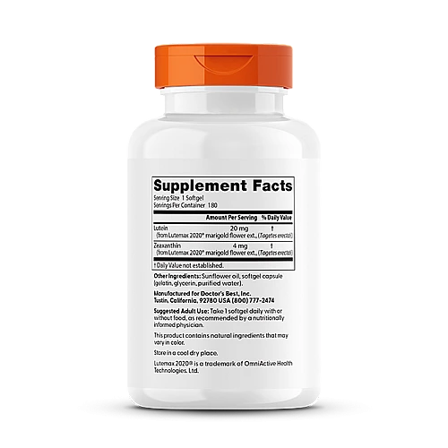 לוטאין 20 מ"ג תכולה 180 כמוסות רכות - מבית Doctor's best
