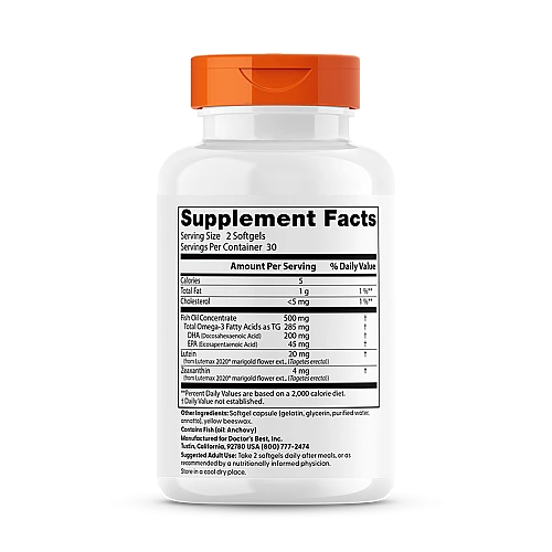 לוטאין וזאקסנטין משפרי ראייה טבעיים עם Lutemax 2020 - תכולה 60 כמוסות - מבית Doctor's best