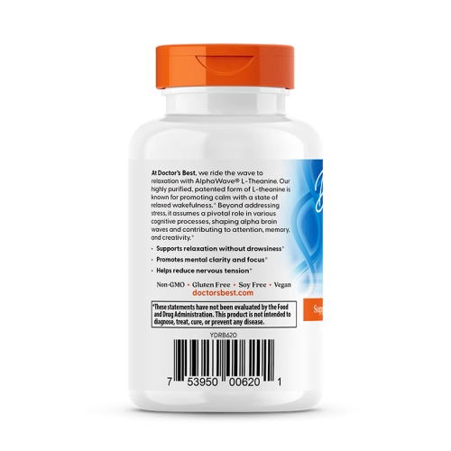 תיאנין AlphaWave מכין 200 מ"ג 60 כמוסות  - מבית Doctor's best