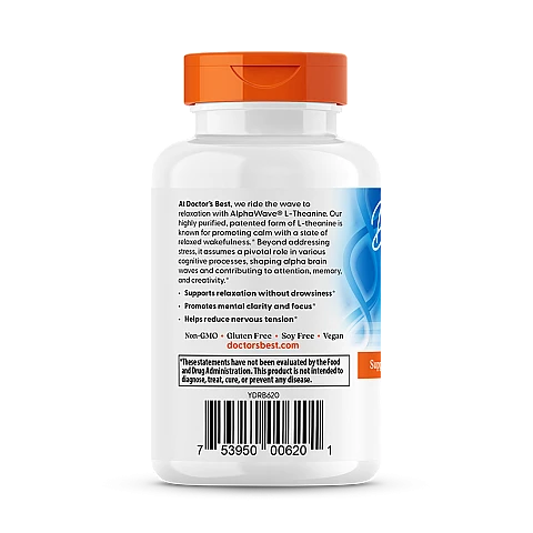 תיאנין AlphaWave מכין 200 מ"ג 60 כמוסות  - מבית Doctor's best תיאנין AlphaWave מכין 200 מ"ג 60 כמוסות  - מבית Doctor's best