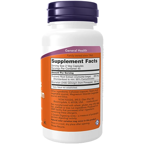 כורכום וברומלאין 90 כמוסות - מבית NOW FOODS כורכום וברומלאין 90 כמוסות - מבית NOW FOODS