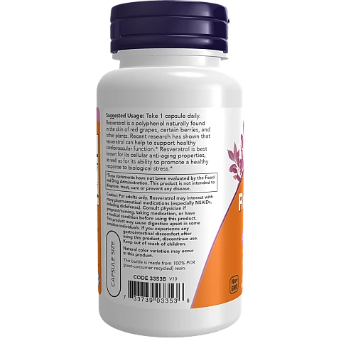 רזברטרול טבעי 200 מ"ג - 60 כמוסות - מבית NOW FOODS רזברטרול טבעי 200 מ"ג - 60 כמוסות - מבית NOW FOODS
