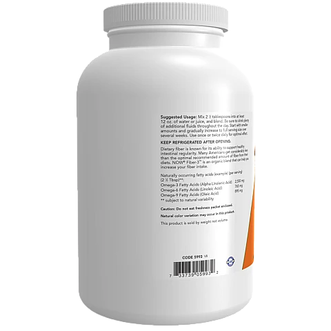 Fiber-3 אבקת סיבים אורגנית 454 גרם - מבית NOW FOODS Fiber-3 אבקת סיבים אורגנית 454 גרם - מבית NOW FOODS