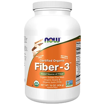 Fiber-3 אבקת סיבים אורגנית 454 גרם - מבית NOW FOODS