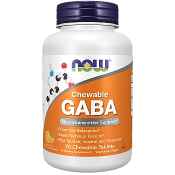 GABA גאבא בטעם תפוז 90 טבליות לעיסות - מבית NOW FOODS