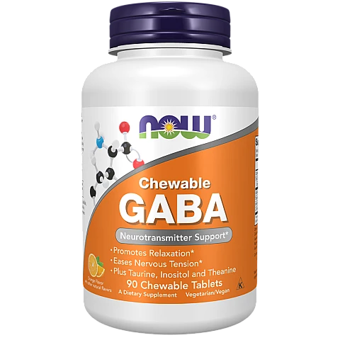 GABA גאבא בטעם תפוז 90 טבליות לעיסות - מבית NOW FOODS
