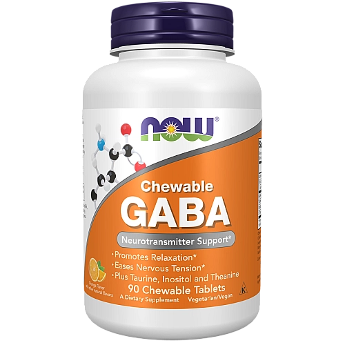 GABA גאבא בטעם תפוז 90 טבליות לעיסות - מבית NOW FOODS