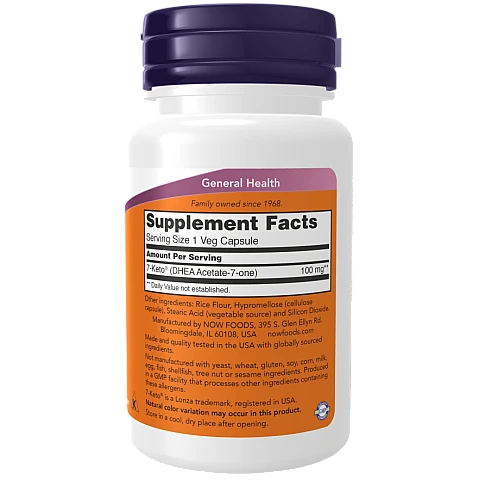 Keto-7 DHEA דיהה 7-קטו 100 מ"ג 60 כמוסות - מבית NOW FOODS