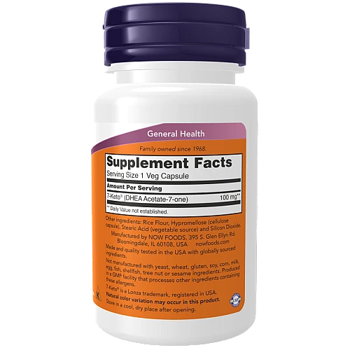 Keto-7 DHEA דיהה 7-קטו 100 מ"ג 60 כמוסות - מבית NOW FOODS