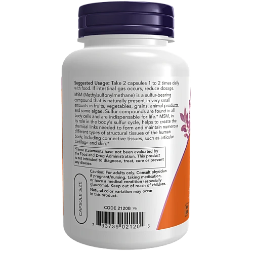 MSM מתיל סולפוניל מתאן 1000 מ"ג - 120 כמוסות - מבית NOW FOODS
