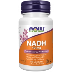 NADH תמיכה במעבירים עצביים 10 מ"ג 60 כמוסות - מבית NOW FOODS