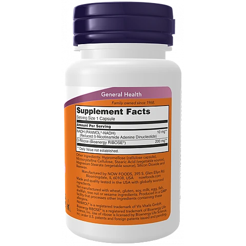 NADH תמיכה במעבירים עצביים 10 מ"ג 60 כמוסות - מבית NOW FOODS