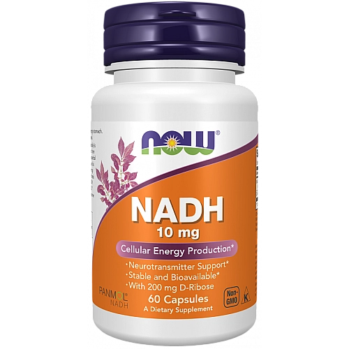 NADH תמיכה במעבירים עצביים 10 מ"ג 60 כמוסות - מבית NOW FOODS