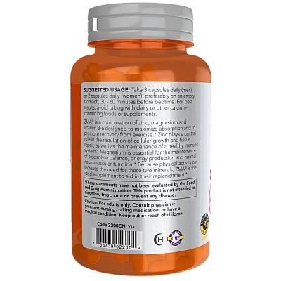 ZMA התאוששות לאחר פעילות ספורטיבית 90 כמוסות - מבית NOW FOODS