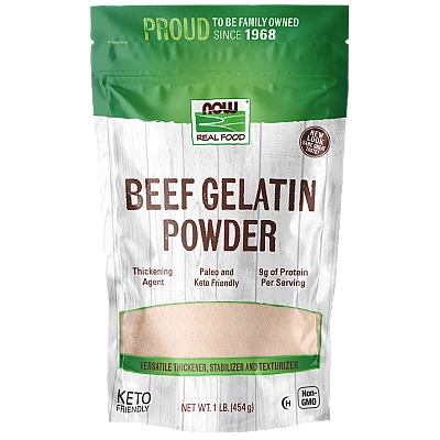 אבקת ג'לטין בקר 454 גרם - מבית NOW FOODS