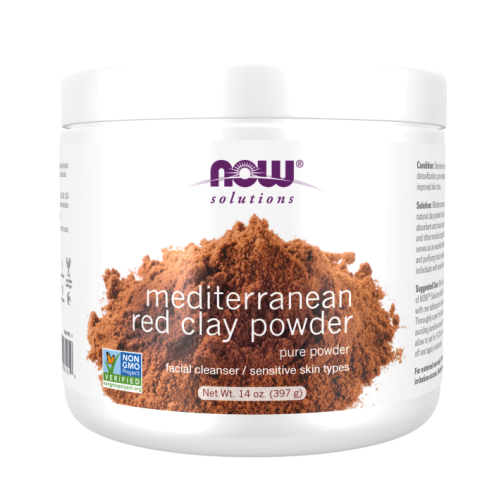 אבקת חימר אדום ים תיכוני (מרוקאי) לניקוי פנים 397 גרם - מבית NOW FOODS