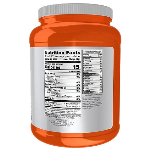 אבקת חלבון אורז חום ללא טעם 907 גרם - מבית NOW FOODS אבקת חלבון אורז חום ללא טעם 907 גרם - מבית NOW FOODS