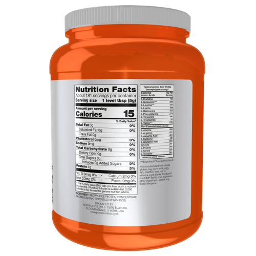 אבקת חלבון אורז חום ללא טעם 907 גרם - מבית NOW FOODS