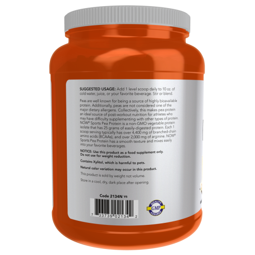 אבקת חלבון אפונה בטעם טופי ווניל 907 גרם - מבית NOW FOODS