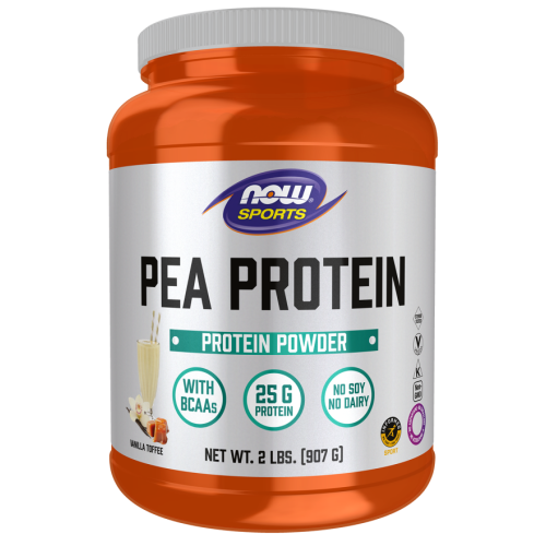 אבקת חלבון אפונה בטעם טופי ווניל 907 גרם - מבית NOW FOODS