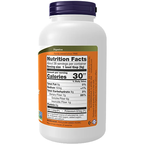 אבקת קליפת פסיליום 340 גרם - מבית NOW FOODS אבקת קליפת פסיליום 340 גרם - מבית NOW FOODS
