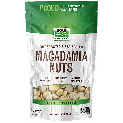 אגוזי מקדמיה קלייה יבשה עם מלח 255 גרם - מבית NOW FOODS