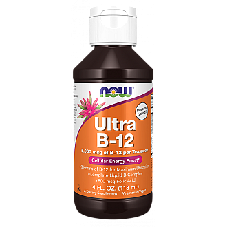 אולטרה ויטמין B-12 קומפלקס 5000 מק"ג נוזלי 118 מ"ל - מבית NOW FOODS