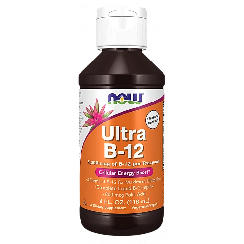 אולטרה ויטמין B-12 קומפלקס 5000 מק"ג נוזלי 118 מ"ל - מבית NOW FOODS