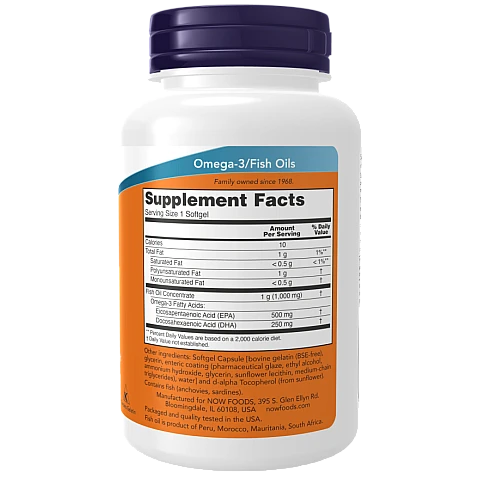 אומגה 3 אולטרה במינון גבוה Omega-3 500 EPA/250 DHA - תכולה 90 כמוסות רכות - מבית NOW FOODS אומגה 3 אולטרה במינון גבוה Omega-3 500 EPA/250 DHA - תכולה 90 כמוסות רכות - מבית NOW FOODS