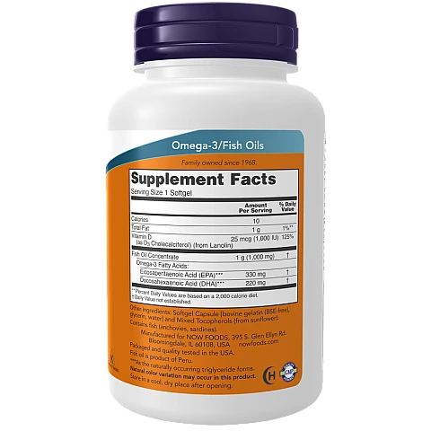 אומגה Tri-3D ויטמין D-3‏ תכולה 90 כמוסות - מבית NOW FOODS