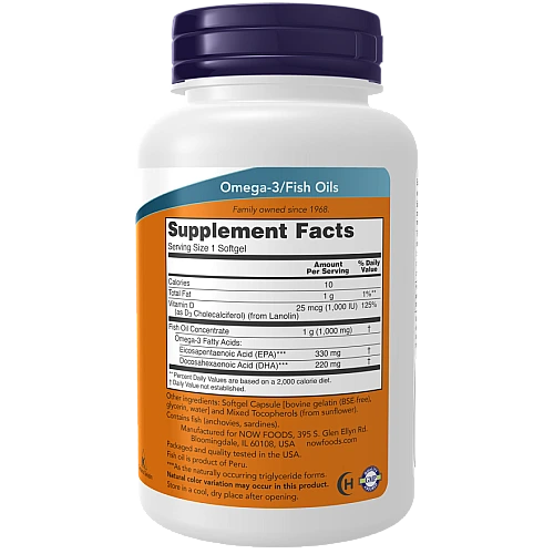 אומגה Tri-3D ויטמין D-3‏ תכולה 90 כמוסות - מבית NOW FOODS