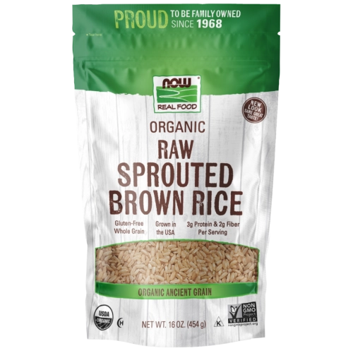 אורז מלא אורגני מונבט גולמי 454 גרם - מבית NOW FOODS
