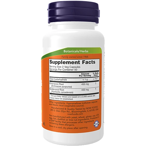 אכינצאה ושורש חותם זהב 225 מ"ג 100 כמוסות - מבית NOW FOODS