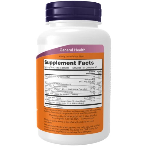 אנרגיה תירואיד 90 כמוסות - מבית NOW FOODS