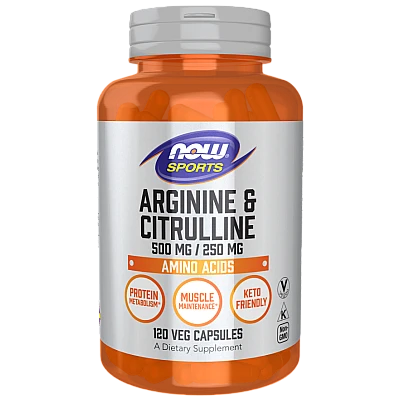 ארגינין וציטרולין תוסף תזונה לספורטאים 120 כמוסות - מבית NOW FOODS