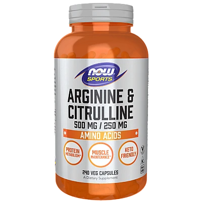 ארגינין וציטרולין תוסף תזונה לספורטאים 240 כמוסות - מבית NOW FOODS