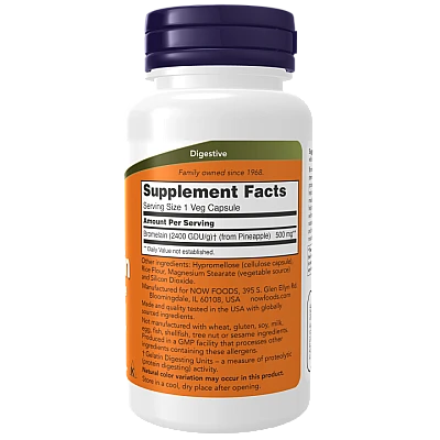 ברומליין 500 מ"ג 60 כמוסות - מבית NOW FOODS