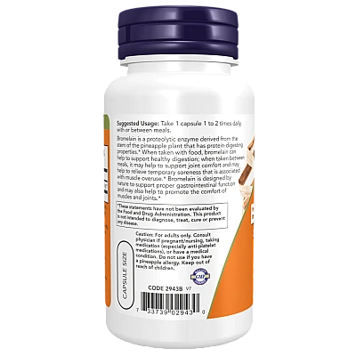 ברומליין 500 מ"ג 60 כמוסות - מבית NOW FOODS