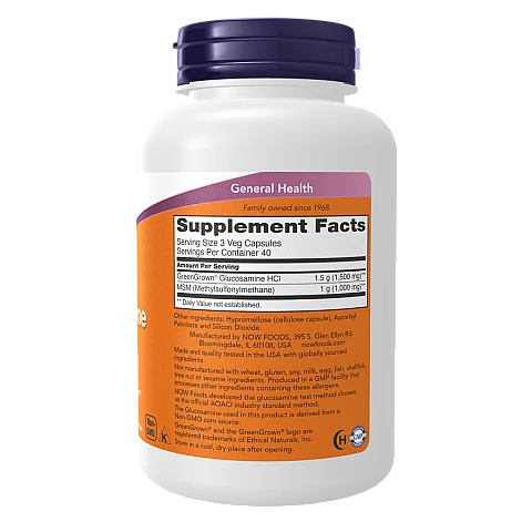 גלוקוזאמין צמחי ומתיל-סולפוניל-מתאן 120 כמוסות - מבית NOW FOODS גלוקוזאמין צמחי ומתיל-סולפוניל-מתאן 120 כמוסות - מבית NOW FOODS