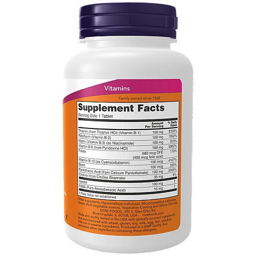 ויטמין B-100 קומפלקס 100 טבליות - מבית NOW FOODS
