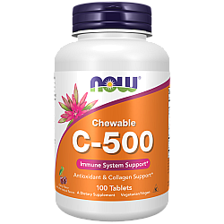ויטמין C-500 ללעיסה בטעם דובדבן 100 טבליות - מבית NOW FOODS