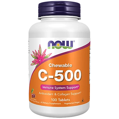 ויטמין C-500 ללעיסה בטעם דובדבן 100 טבליות - מבית NOW FOODS