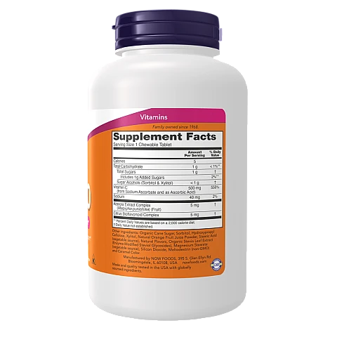 ויטמין C-500 ללעיסה בטעם תפוז 100 טבליות - מבית NOW FOODS ויטמין C-500 ללעיסה בטעם תפוז 100 טבליות - מבית NOW FOODS