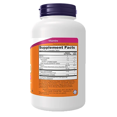 ויטמין C-500 ללעיסה בטעם תפוז 100 טבליות - מבית NOW FOODS