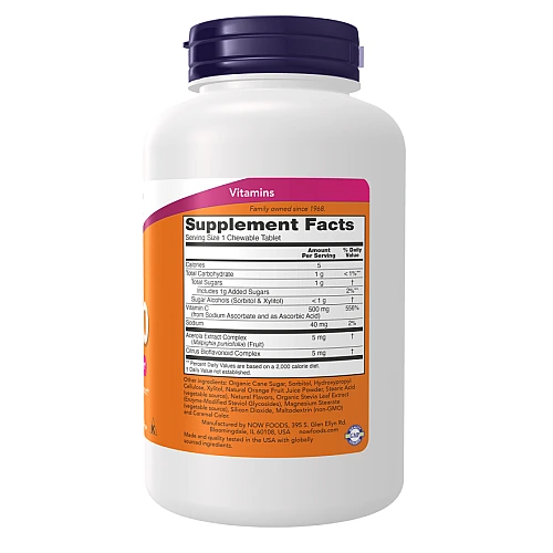 ויטמין C-500 ללעיסה בטעם תפוז 100 טבליות - מבית NOW FOODS