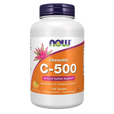 ויטמין C-500 ללעיסה בטעם תפוז 100 טבליות - מבית NOW FOODS