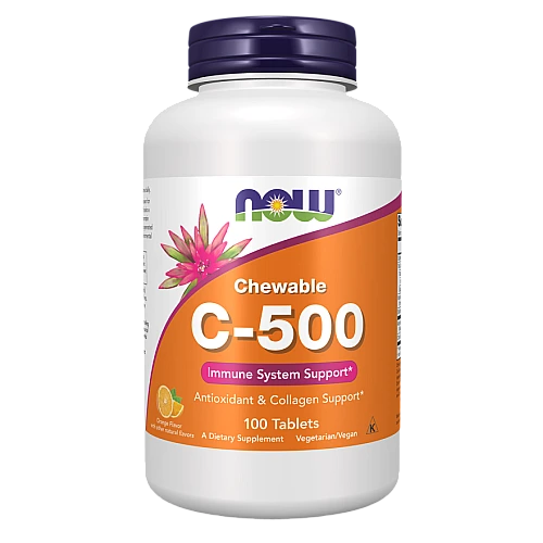 ויטמין C-500 ללעיסה בטעם תפוז 100 טבליות - מבית NOW FOODS