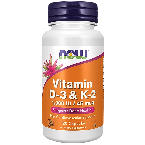 ויטמין D-3 וK-2 תכולה 120 כמוסות - מבית NOW FOODS ויטמין D-3 וK-2 תכולה 120 כמוסות - מבית NOW FOODS