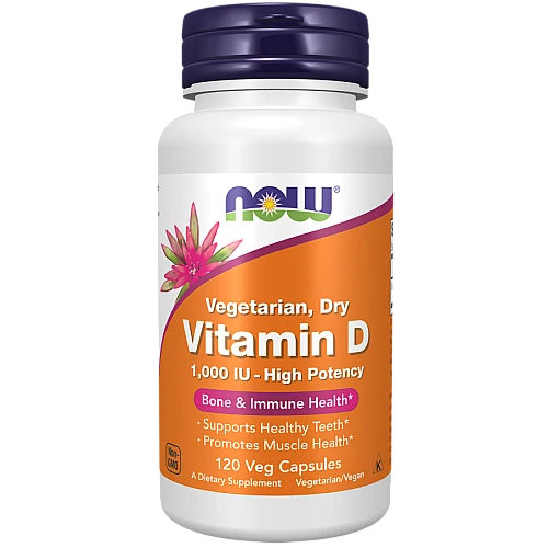 ויטמין D צמחי יבש 1000 יחב״ל 120 כמוסות - מבית NOW FOODS